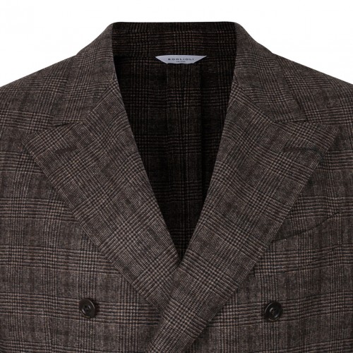 Brown Tartan Double Breasted Jacket