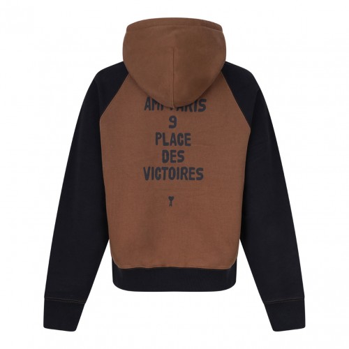 Brown Raglan-Sleeve Embroidered Hoodie 2