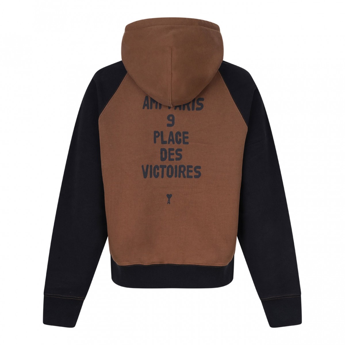 Brown Raglan-Sleeve Embroidered Hoodie