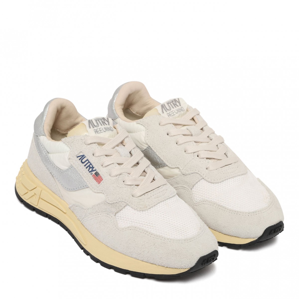 White and Grey Panelled Sneakers