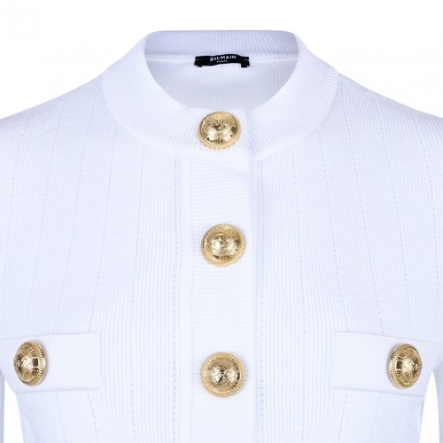 White Pointelle Knit Cardigan