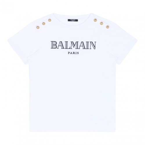 White Logo Embroidered T-Shirt