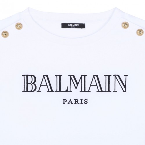 White Logo Embroidered T-Shirt