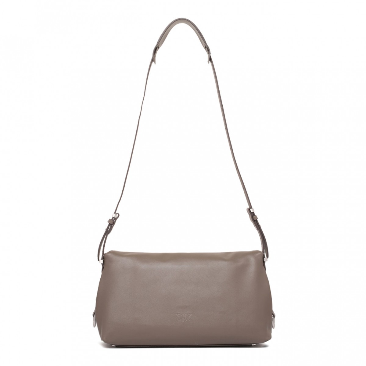 Grey Flap-Closure Leather Shoulder Bag