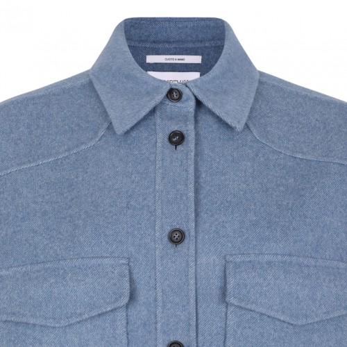 Blue Oversized Double Knit Shirt