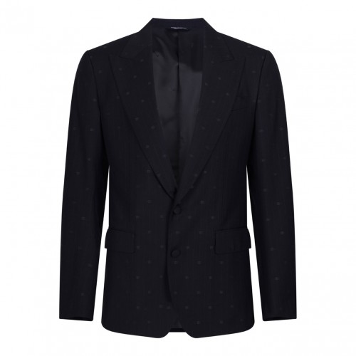 Black Double-Breasted Mikado Shantung Silk Suit