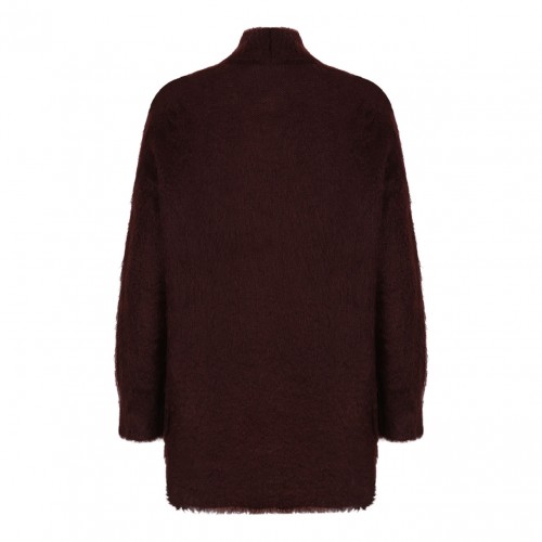 Cherry Open Midi Cardigan With A Brushed Finish