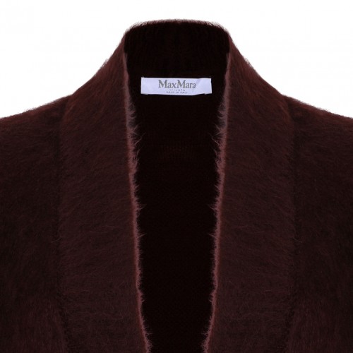 Cherry Open Midi Cardigan With A Brushed Finish