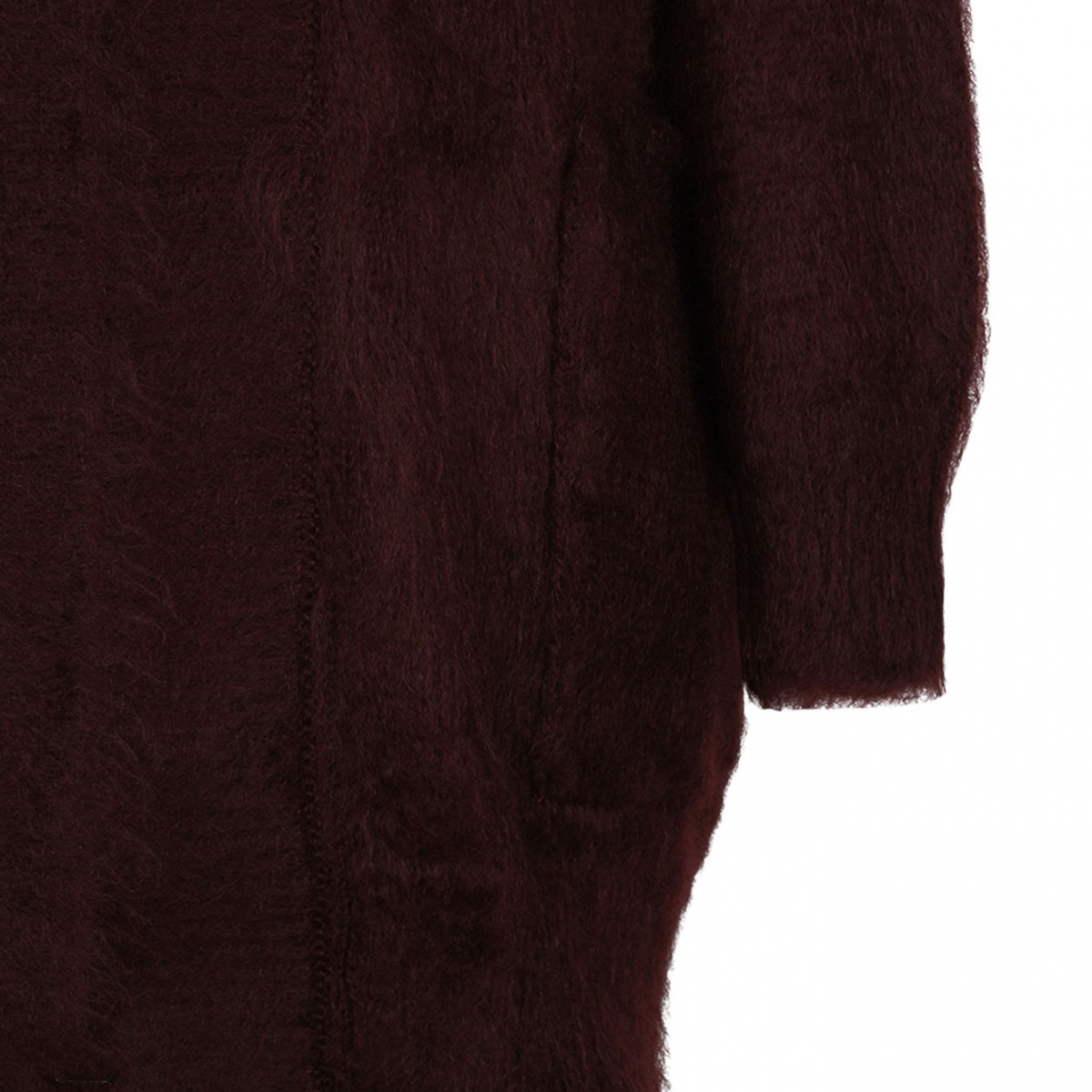 Cherry Open Midi Cardigan With A Brushed Finish