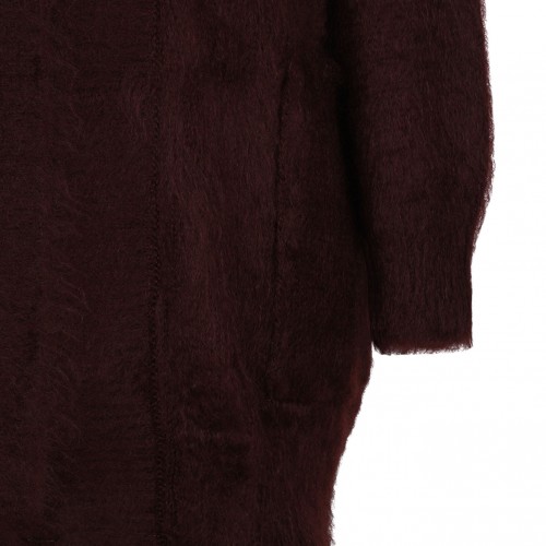 Cherry Open Midi Cardigan With A Brushed Finish