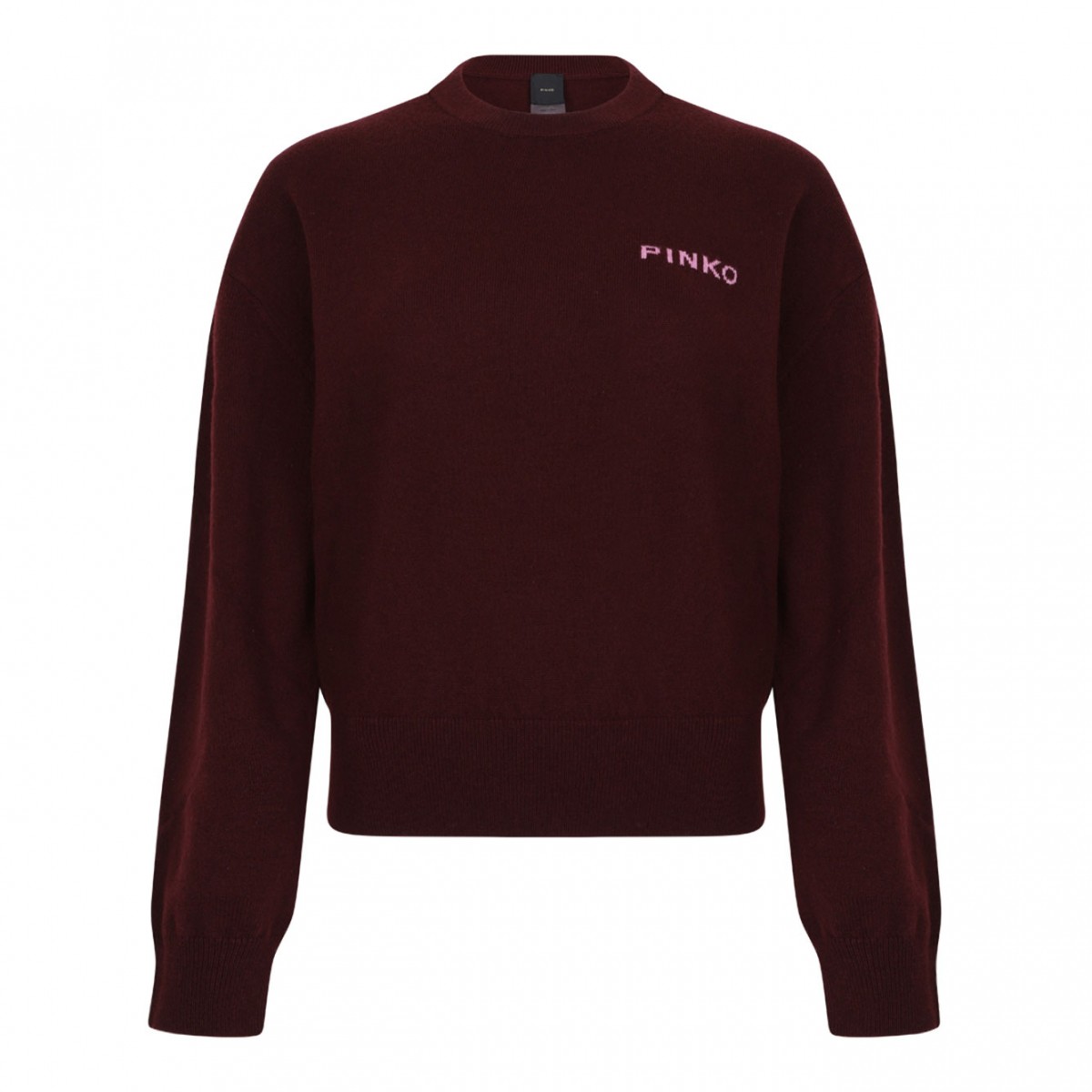 Burgundy Wool Logo Embellished Knit Sweater