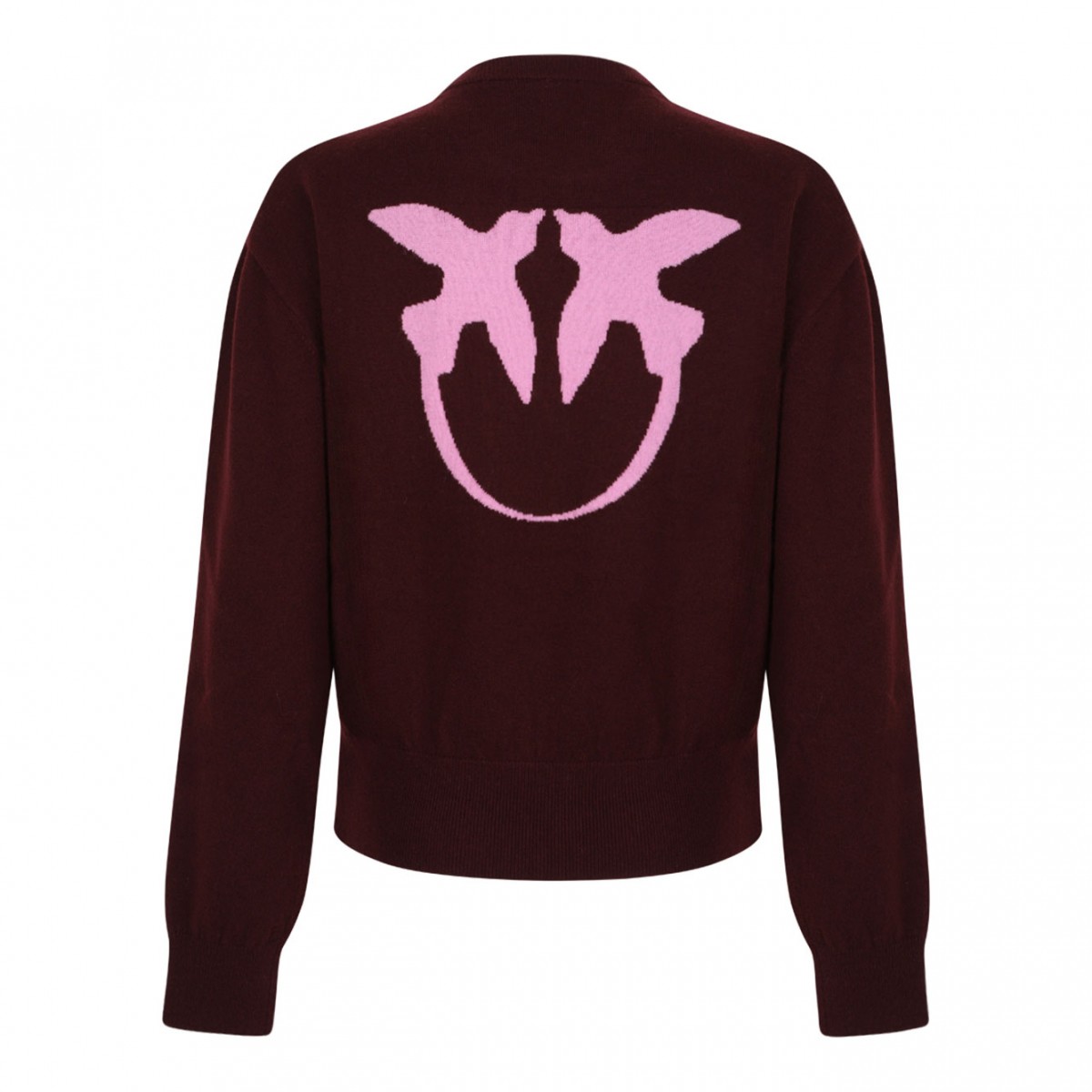 Burgundy Wool Logo Embellished Knit Sweater