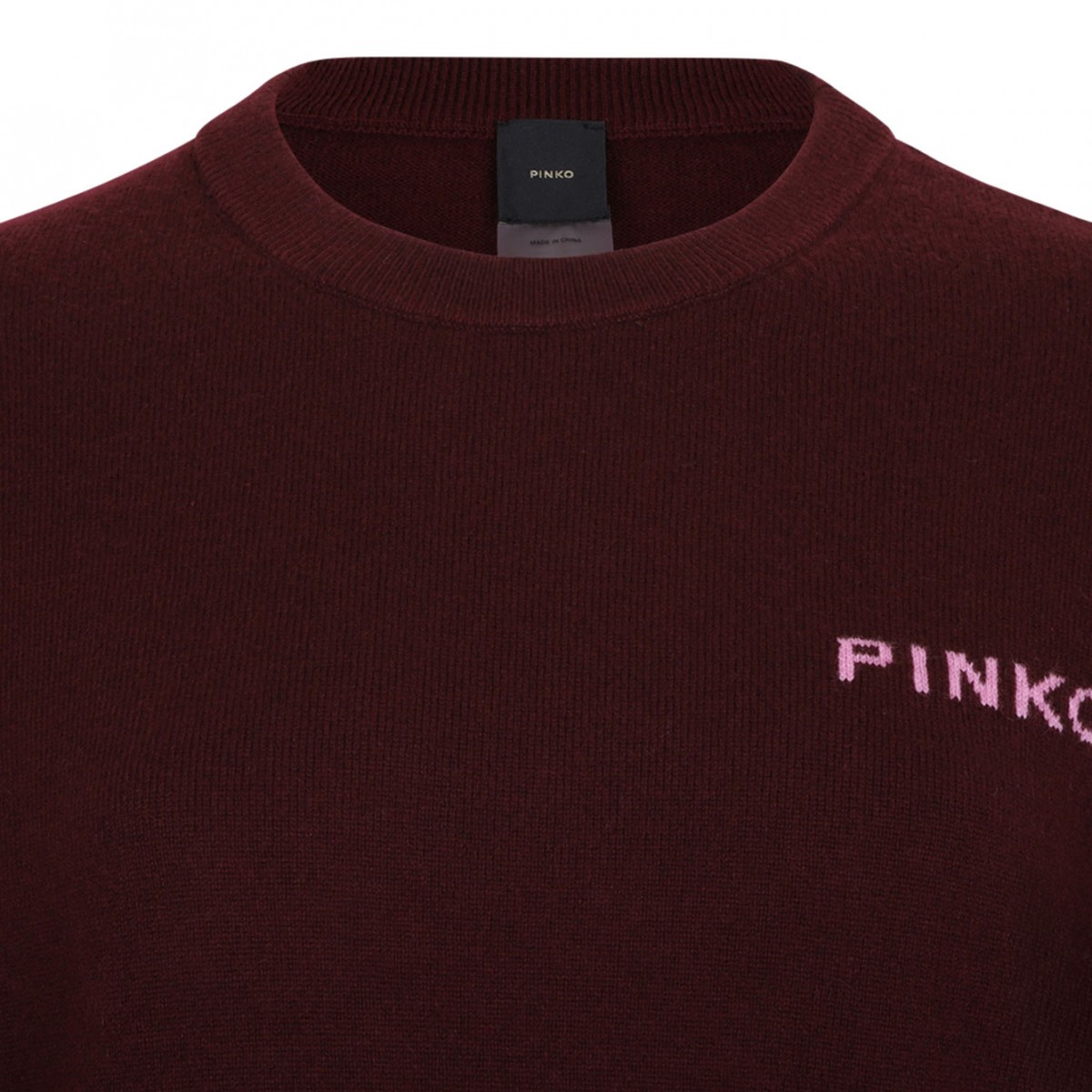 Burgundy Wool Logo Embellished Knit Sweater
