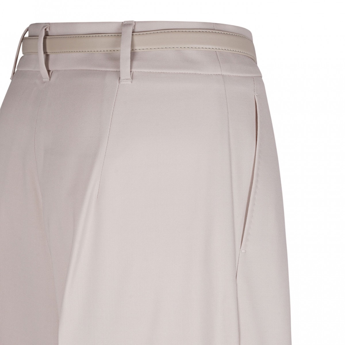 Beige Wool Twill Trousers