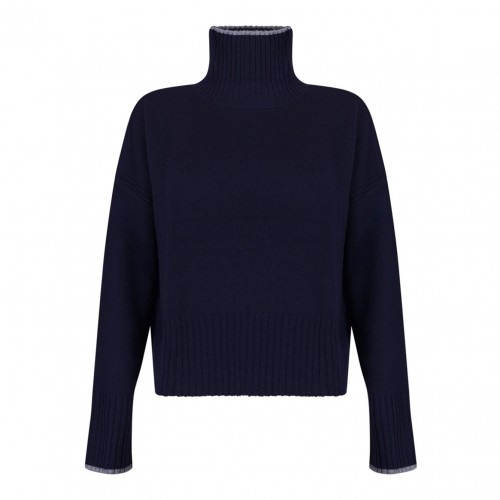 Navy Blue Merino Wool Sweater