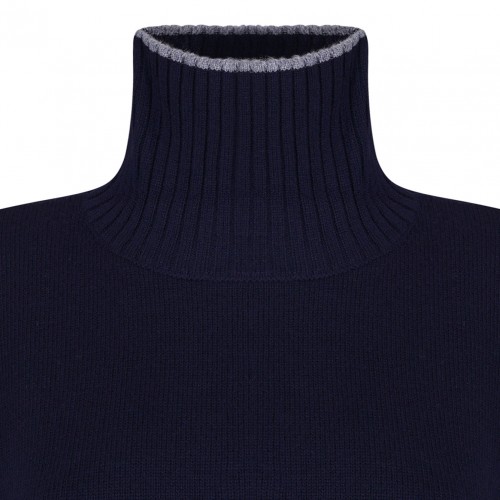 Navy Blue Merino Wool Sweater