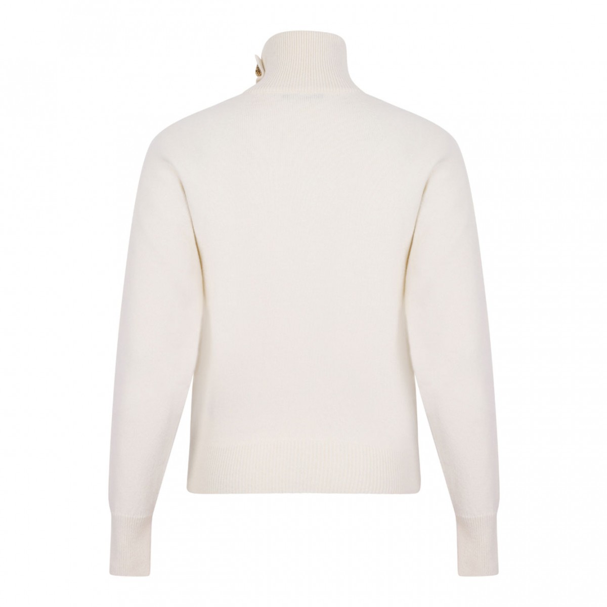 Off White High-Neck Coin-Button Sweater