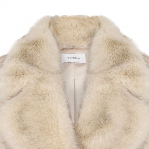 Beige Faux-Fur Knotted-Belt Coat