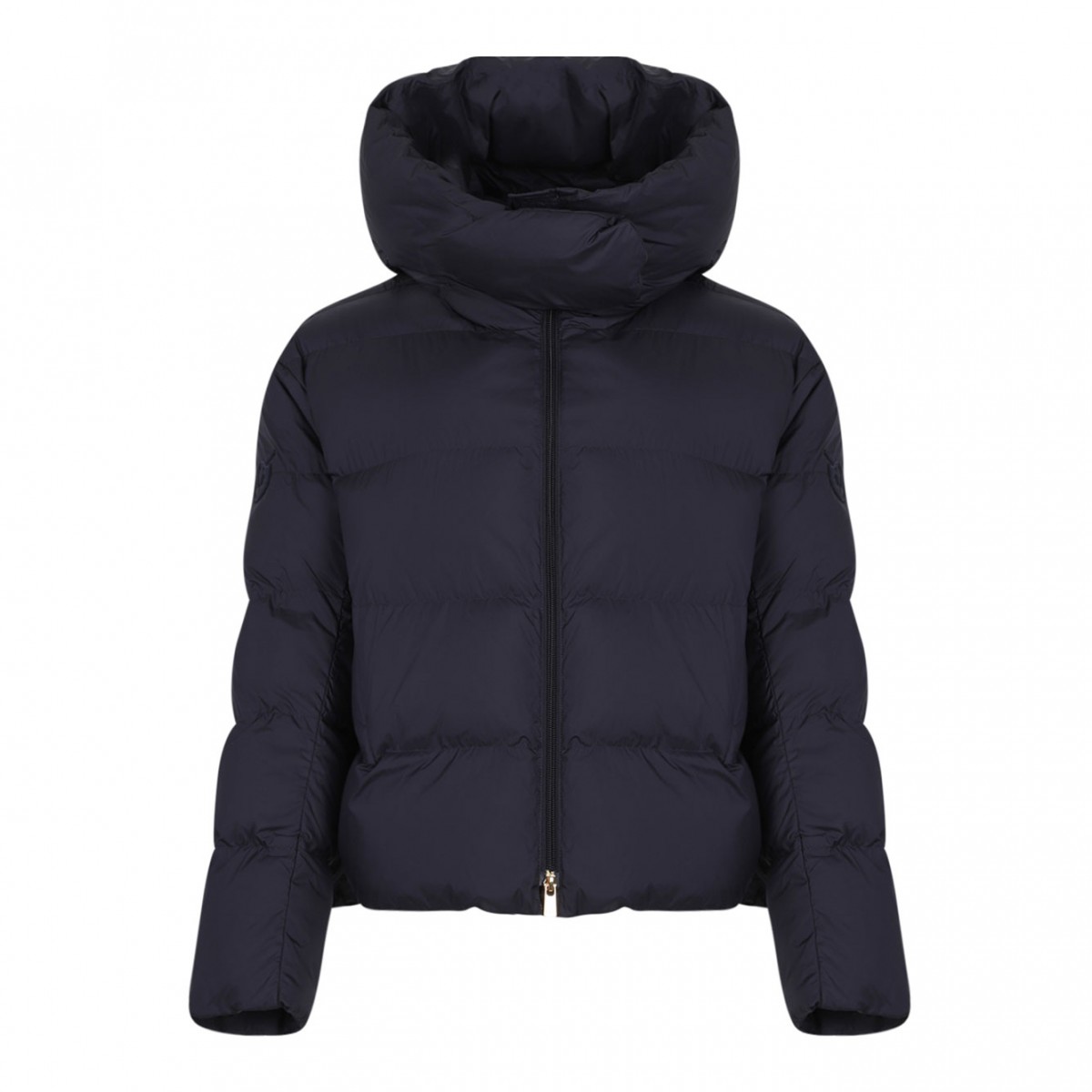 Navy Blue Quilted High-Neck Puffer Jacket