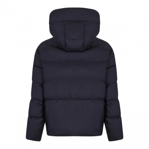 Navy Blue Quilted High-Neck Puffer Jacket 2