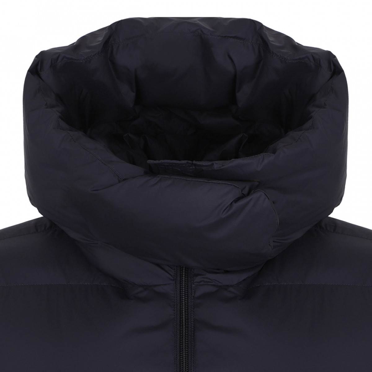 Navy Blue Quilted High-Neck Puffer Jacket