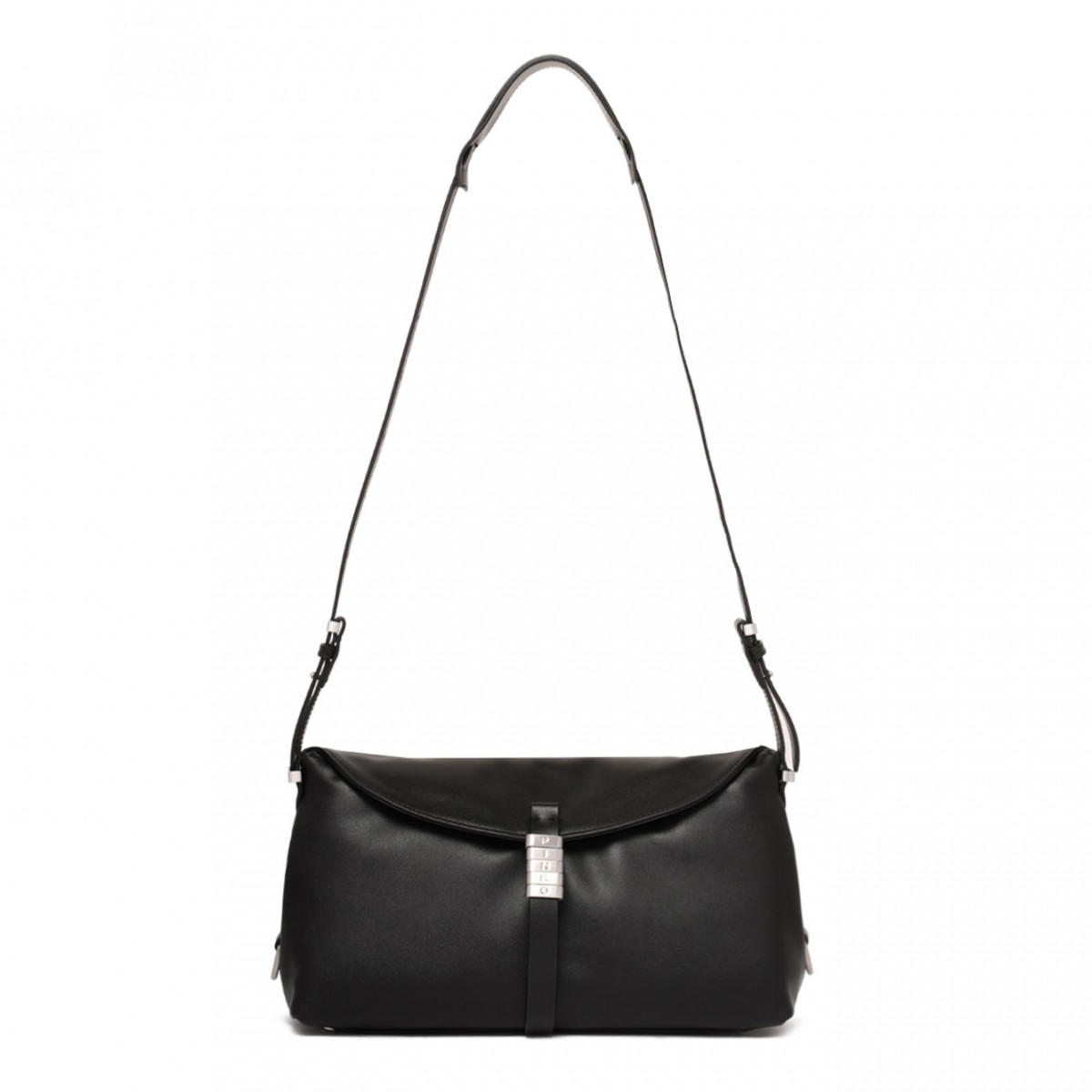 Black Flap-Closure Leather Shoulder Bag