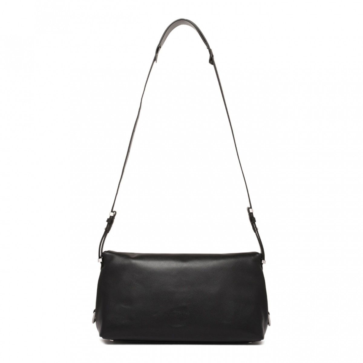 Black Flap-Closure Leather Shoulder Bag