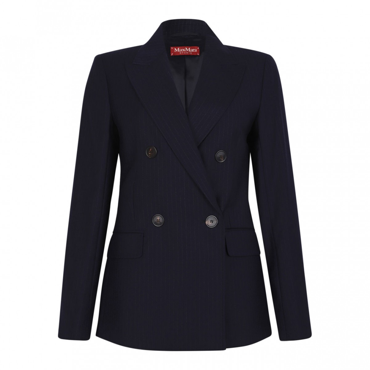 Studio Blue Double-Breasted Flannel Blazer