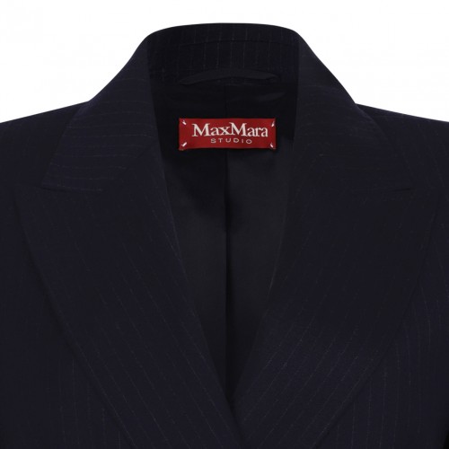 Studio Blue Double-Breasted Flannel Blazer