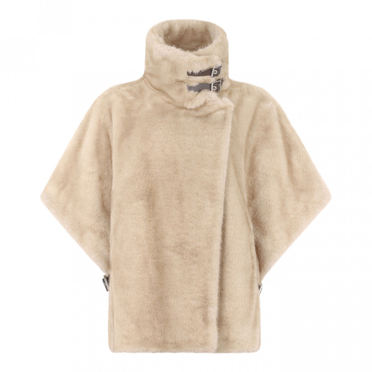 Light Beige High Neck Cape Coat