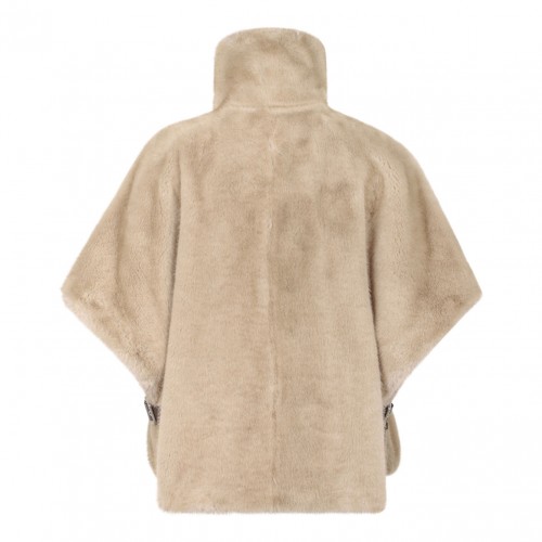 Light Beige High Neck Cape Coat 2