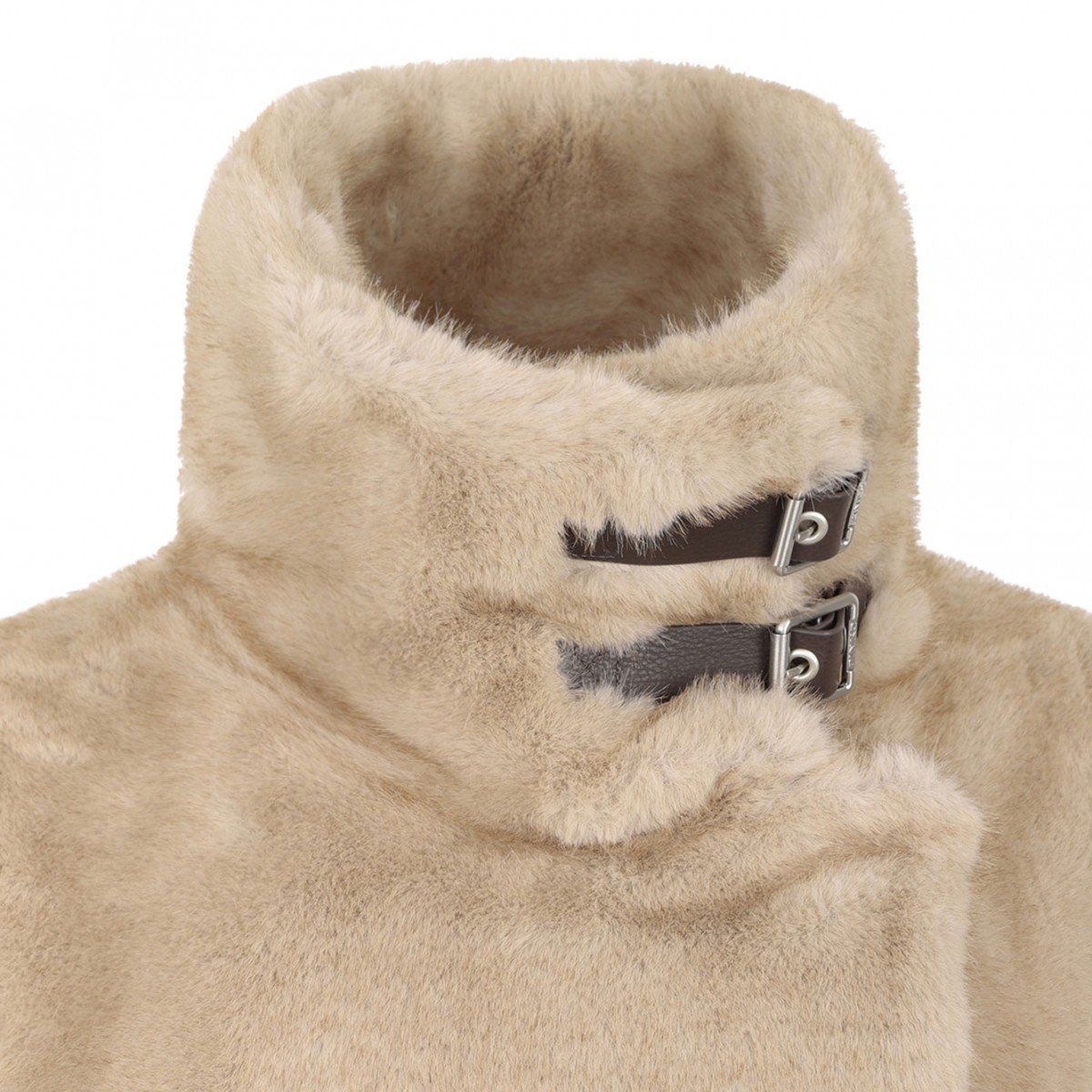 Light Beige High Neck Cape Coat