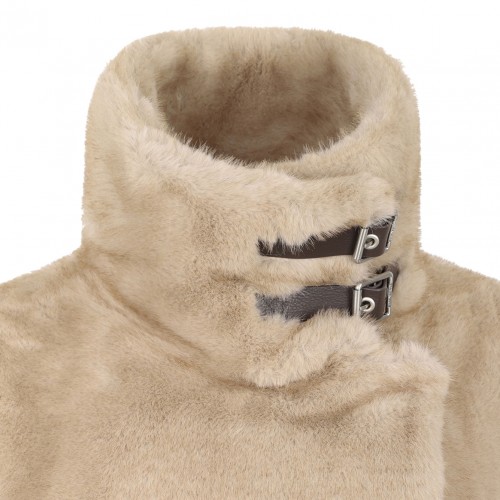 Light Beige High Neck Cape Coat
