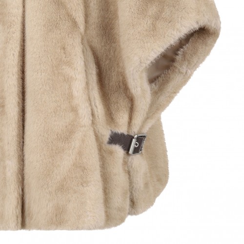 Light Beige High Neck Cape Coat