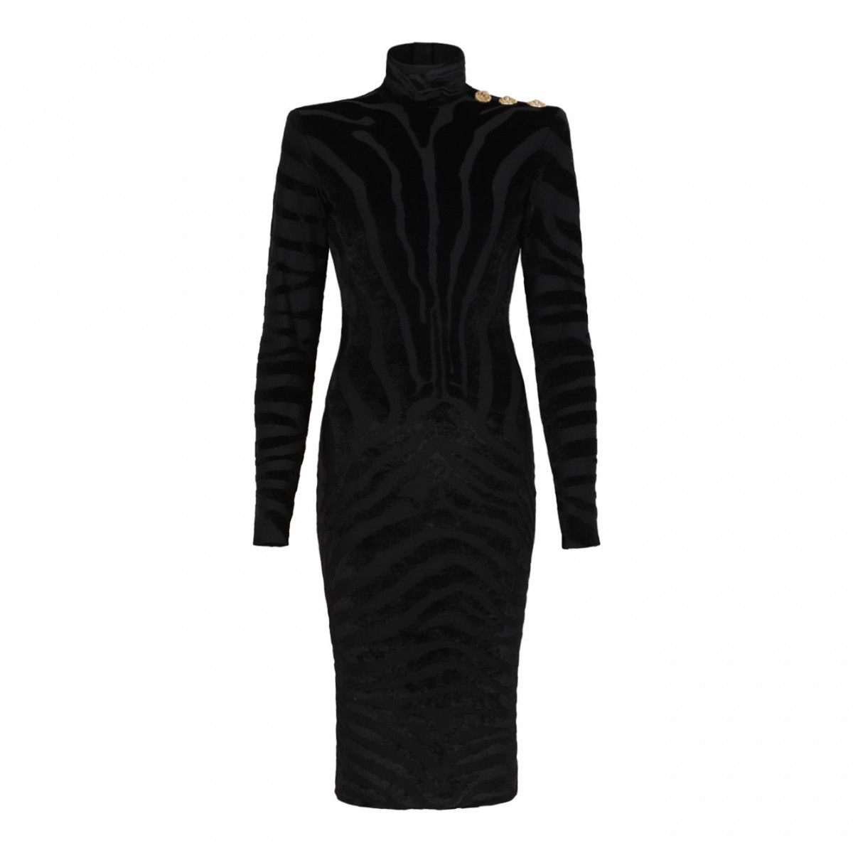 Black Short Zebra Velvet Dress