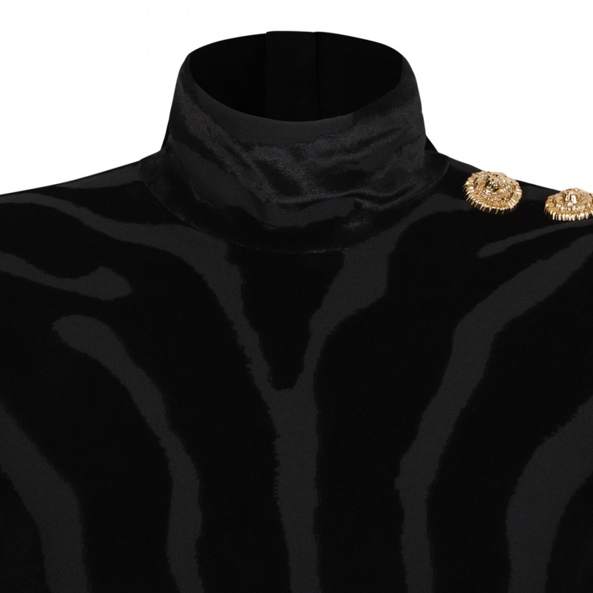 Black Short Zebra Velvet Dress