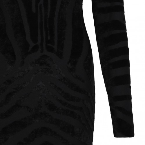 Black Short Zebra Velvet Dress