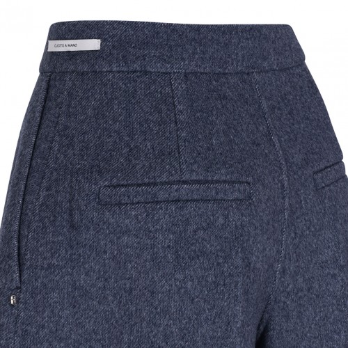 Slightly Flared Blue Bermuda Shorts