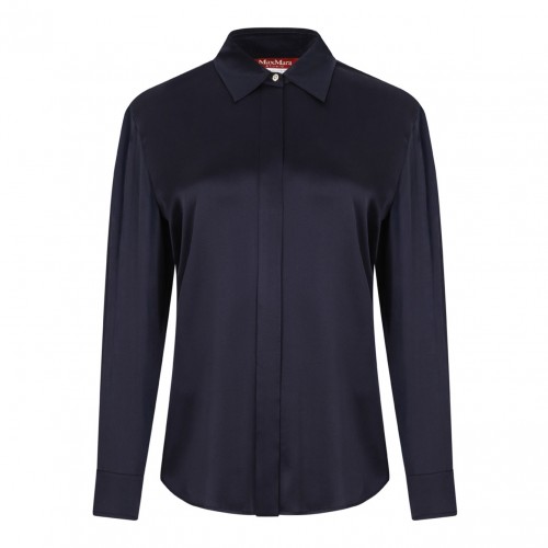 Dark Blue Silk Shirt