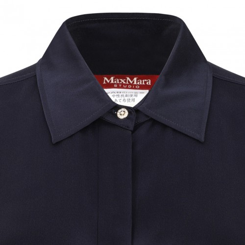 Dark Blue Silk Shirt