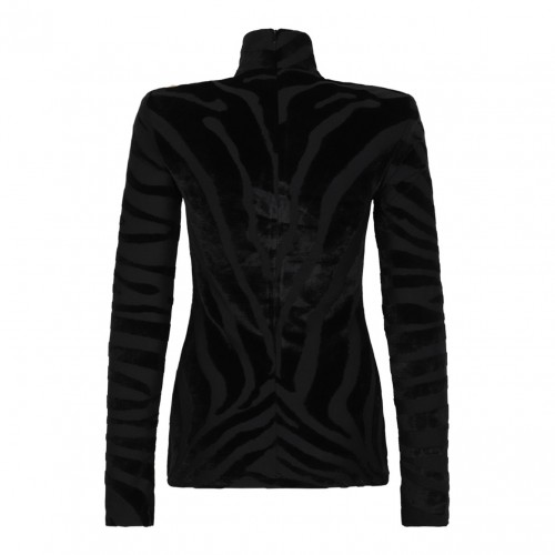 Black Printed Button Top 2