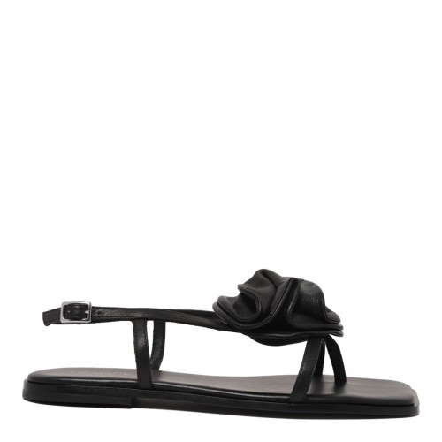 Black Floral Applique Sandals
