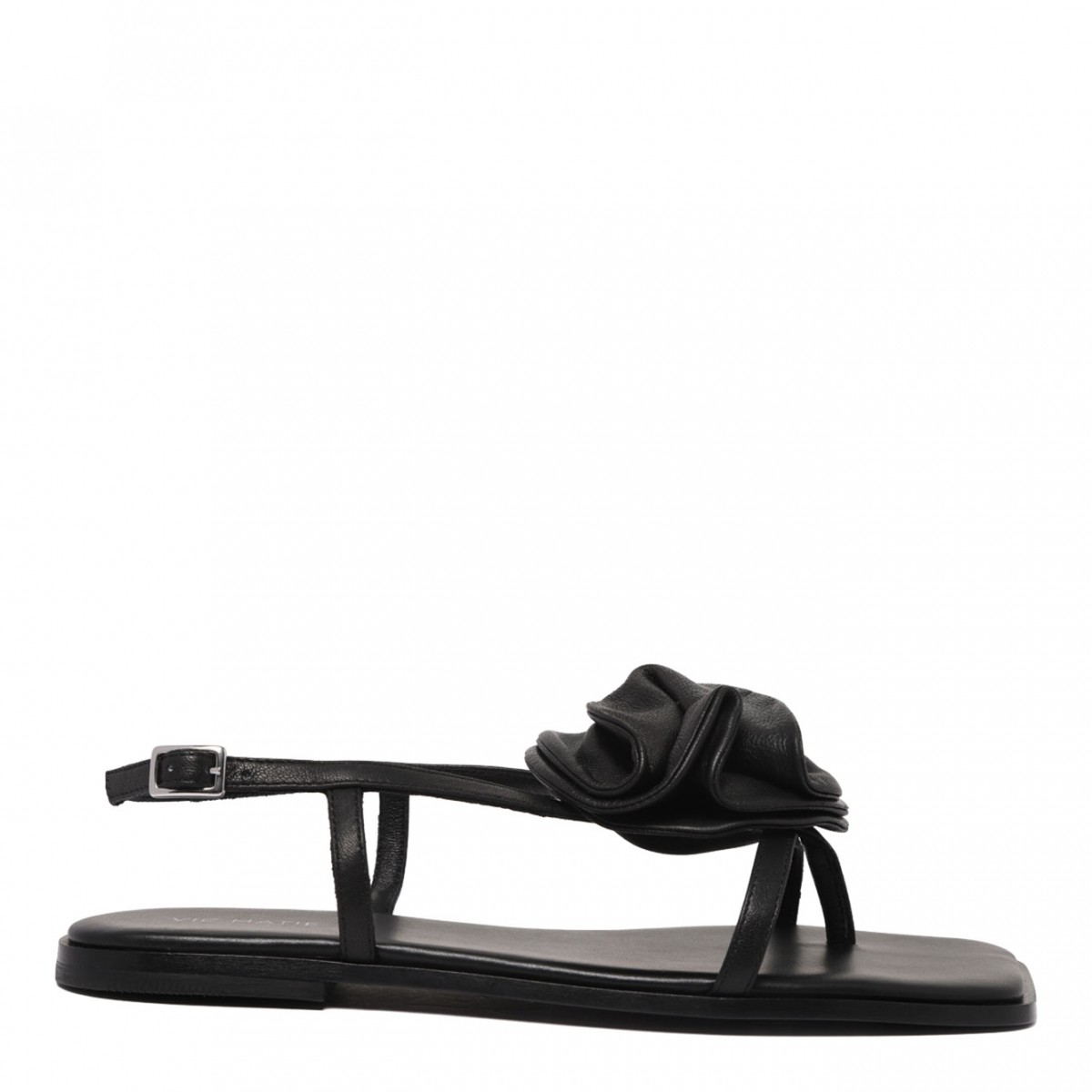 Black Floral Applique Sandals