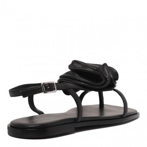 Black Floral Applique Sandals