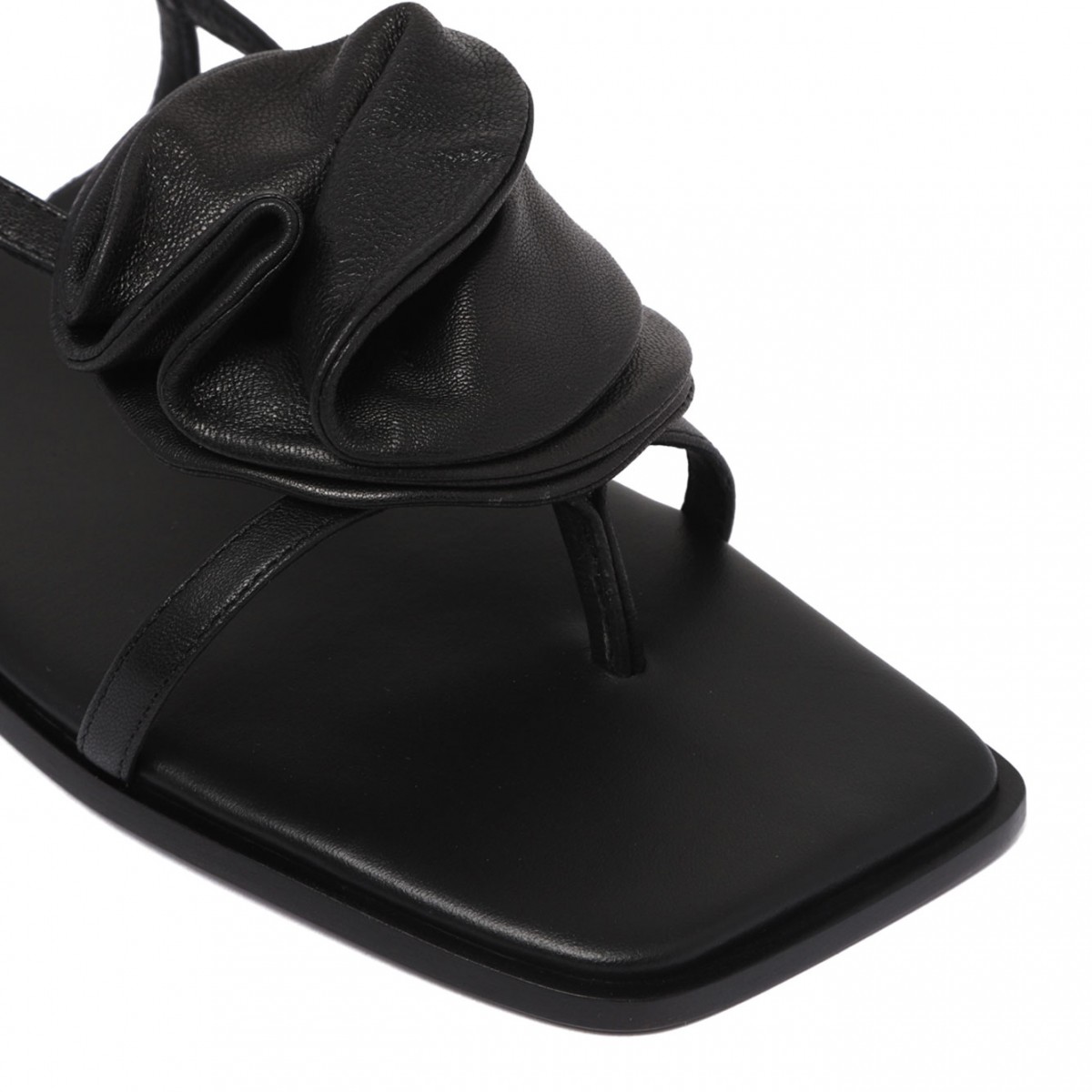 Black Floral Applique Sandals