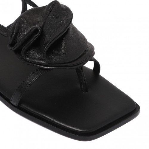 Black Floral Applique Sandals