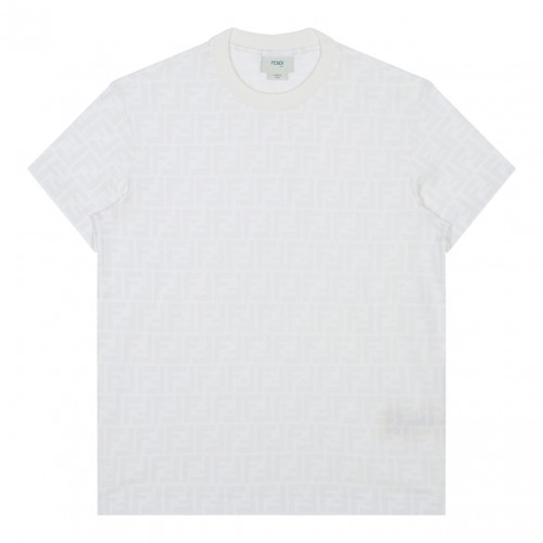 White Monogram Print T-Shirt