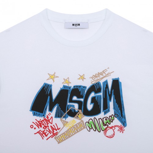 White Logo Print T-Shirt