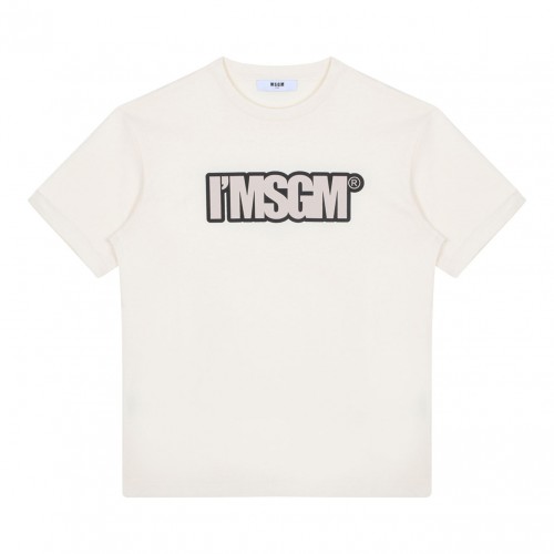 Cream White Logo Print T-Shirt