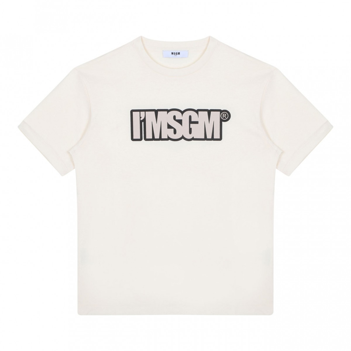 Cream White Logo Print T-Shirt